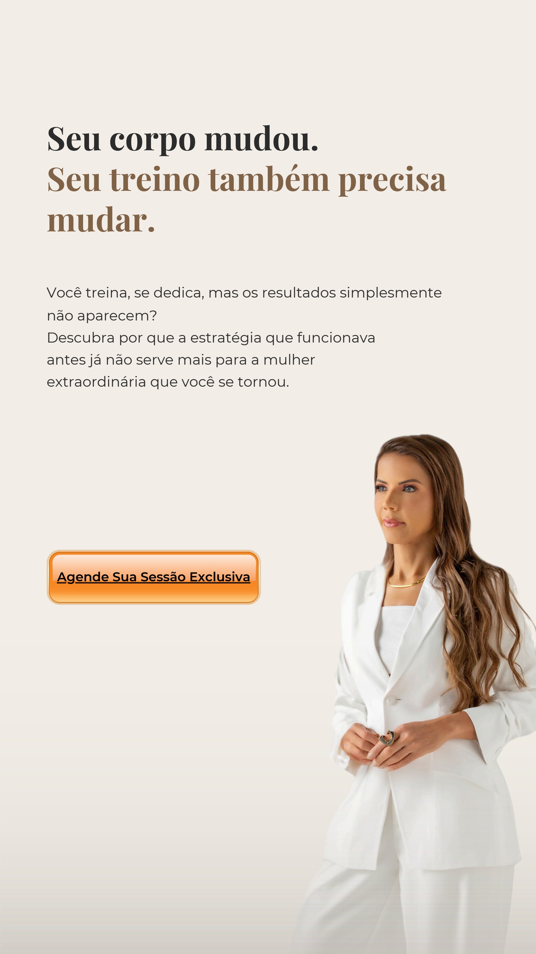 Página sobre mudança corporal e treino personalizado