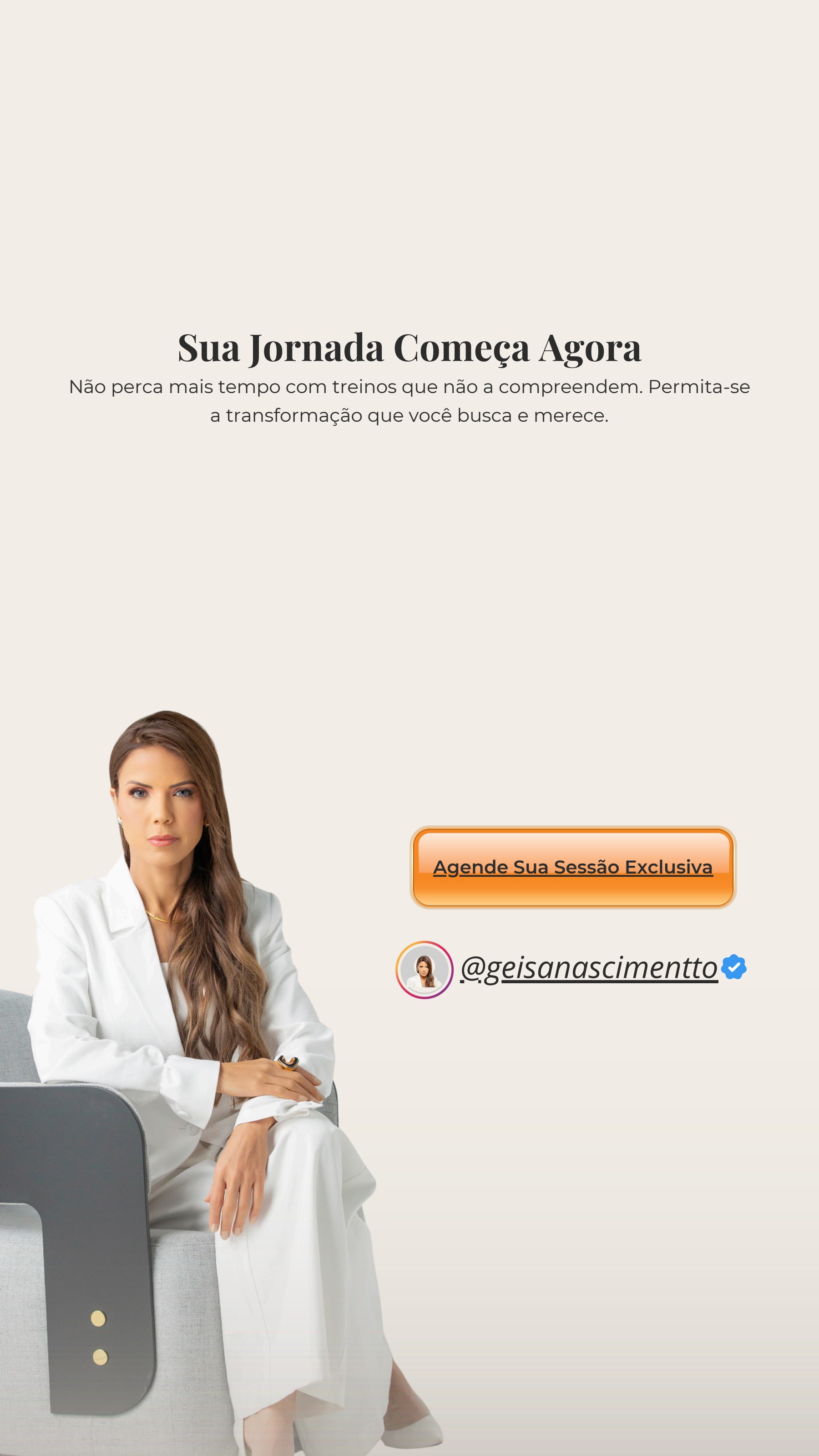Página final com chamada para sessão exclusiva